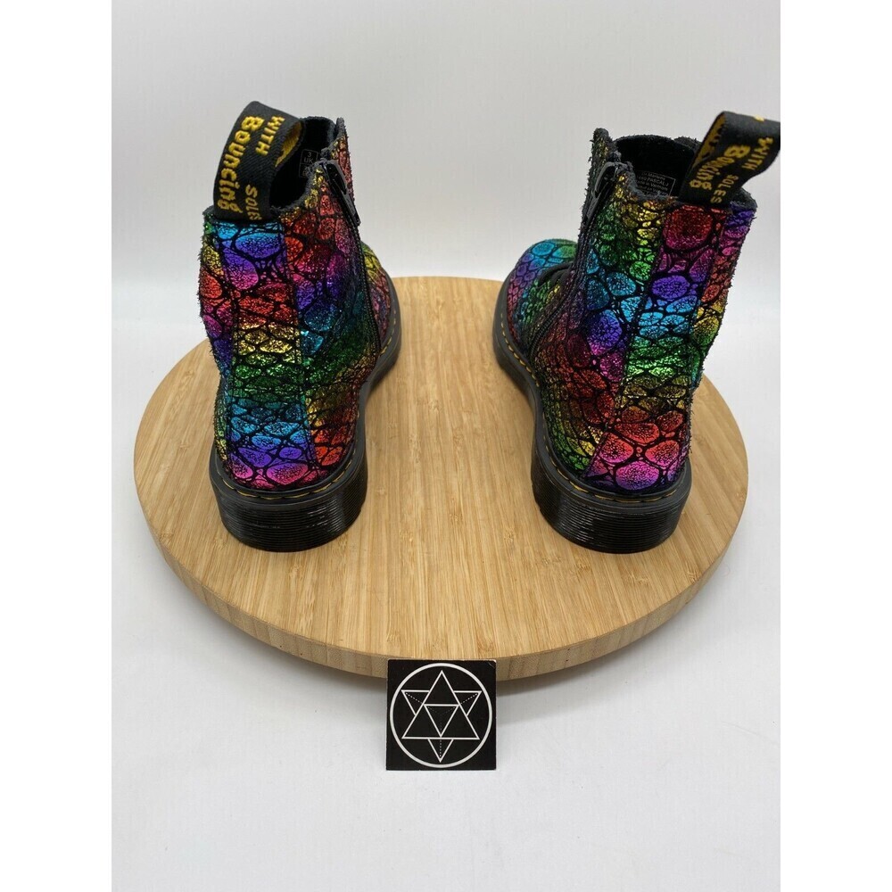 Dr Martens 1460 Pascal J Leather Combat Boots Kids Girls Boys Rainbow Womens 5 - Picture 4 of 11